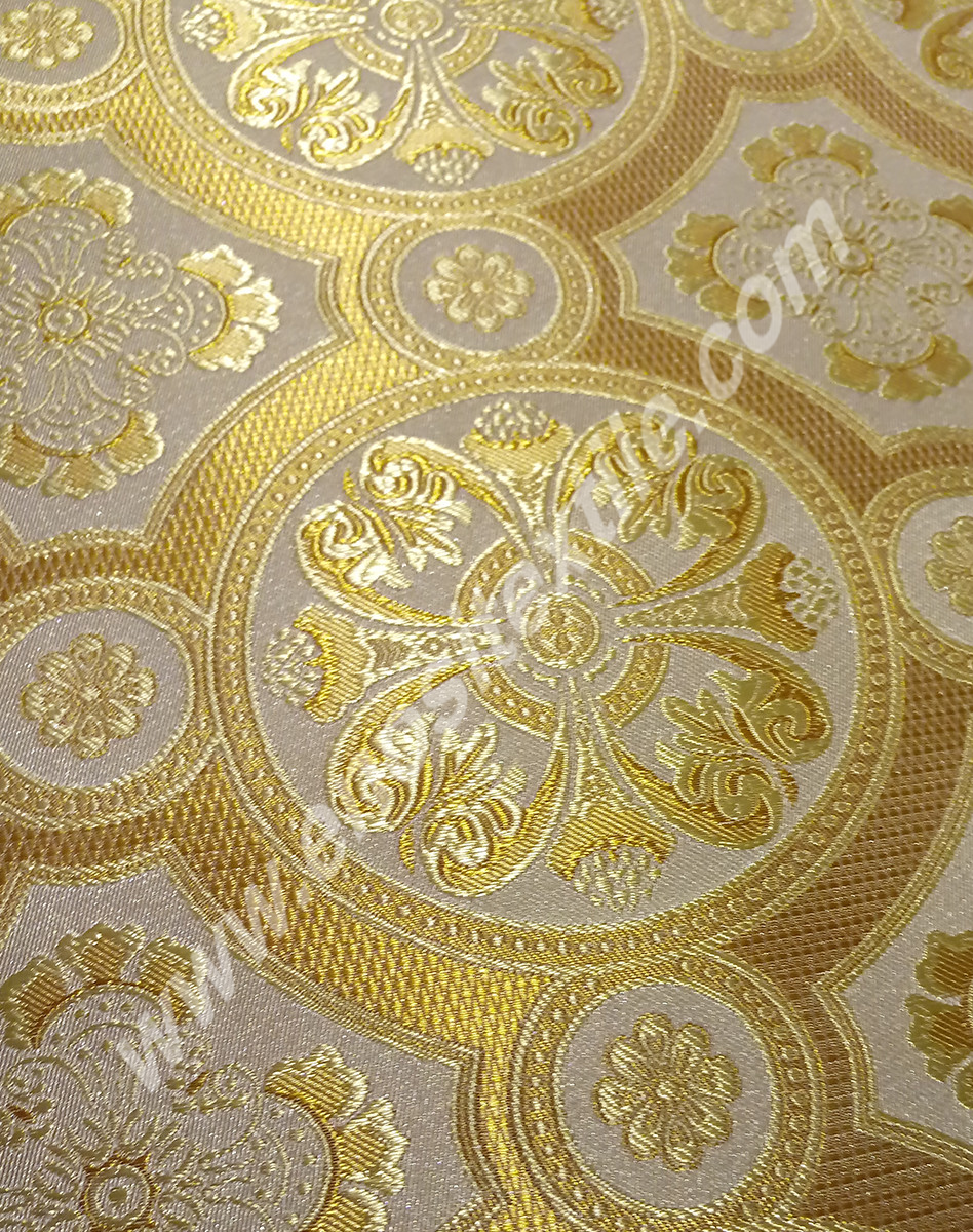 KL-027 White-Gold Brocade Fabrics